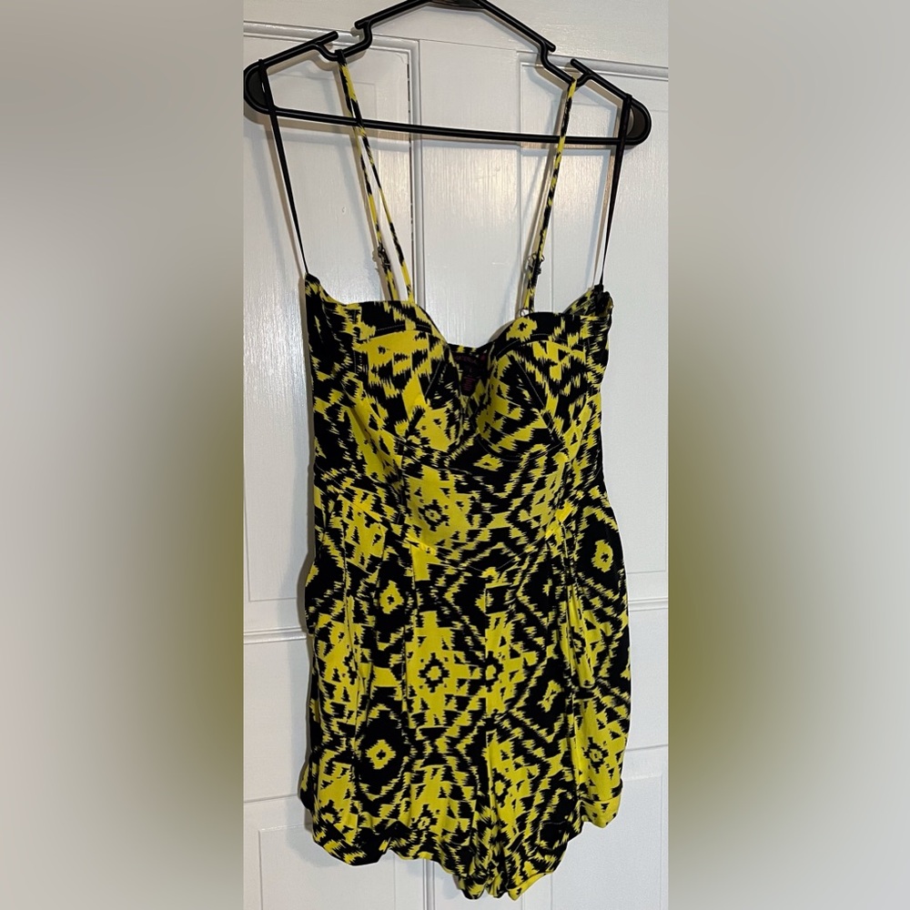 Material Girl Yellow and Black shorts romper - Picture 2 of 9